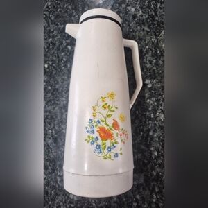 Vintage 1970 Thermos Carafe With Floral Design